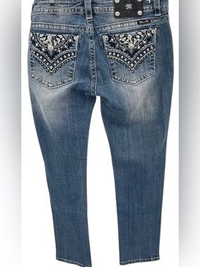 Miss Me Blue Embellished Skinny Jeans Sz 33